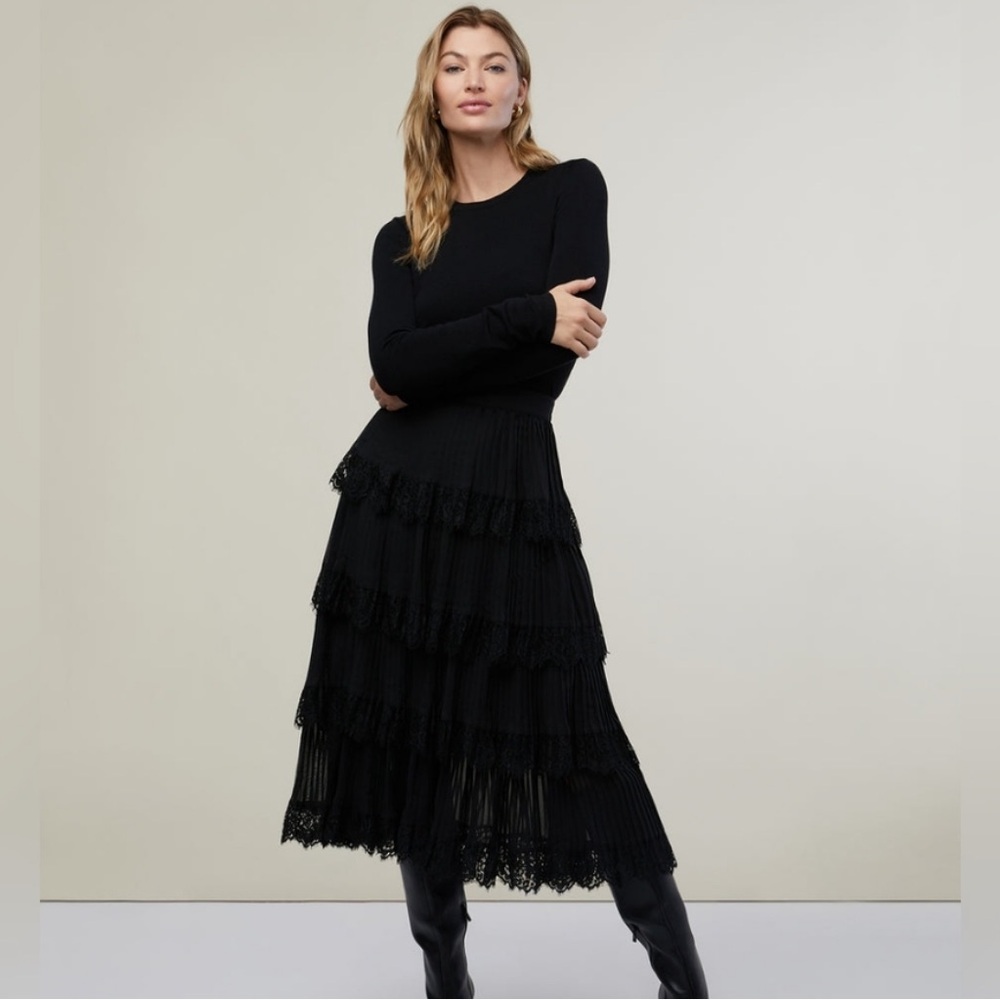 Rachel Parcell Tiered Pleated Skirt with Lace Trim, Size 8